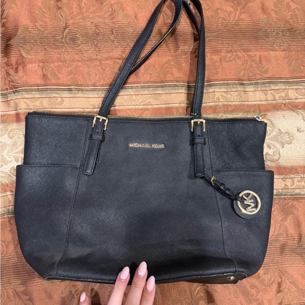 Michael Kors Black Tote with Gold Accents